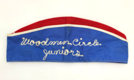 Vintage Hand Made Red White And Blue Woodmen Circle Juniors Cloth Cap Hat - £13.74 GBP