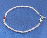 925 Sterling silver Red Sparkling Heart Tennis Bracelet 590041C02 - $22.50