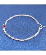 925 Sterling silver Red Sparkling Heart Tennis Bracelet 590041C02 - £17.83 GBP