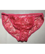 M 32 Vintage New Watermelon Reds Floral Semi Sheer Lace Panties - $287.66 MXN