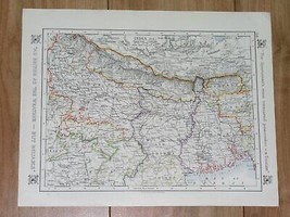 1921 Antique Map Of Nepal Bhutan Bihar Bengal Rajputana British India Pakistan - $27.47