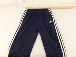 Adult Men&#39;s Vintage Adidas Three White Stripes Blue Break Away Long Pant... - $20.49