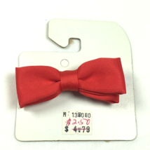 Vintage Ormond Royal Jami Metal Clip on Bowtie Boy&#39;s Solid Red 2.8&quot; NOS - £10.14 GBP