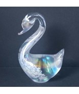 Hand-Blown Art Glass 4.25&quot; Iridescent Swan Paperweight Figurine - $30.77 CAD
