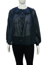 Doen Women&#39;s  Black Jana Ruffled Crochet Long Sleeve Shirt Blouse Tunic Top S - £102.84 GBP