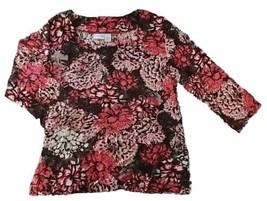 CHICO&#39;S Travelers Womens Plus Size 3 Shirt 3/4 Sleeve Floral Rust/Brown/Tan  - £9.12 GBP
