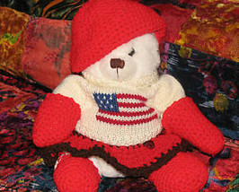 Plush White Patriotic 14&quot; Winter Teddy Bear - £7.04 GBP