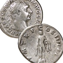 TRAJAN / HERCULES with Club, Lion Skin. Scarce Roman Empire Silver Denar... - $3,354.34 MXN