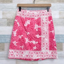 Lilly Pulitzer Doily Lace Trim Pencil Skirt Pink White Floral Stretch Wo... - £34.84 GBP