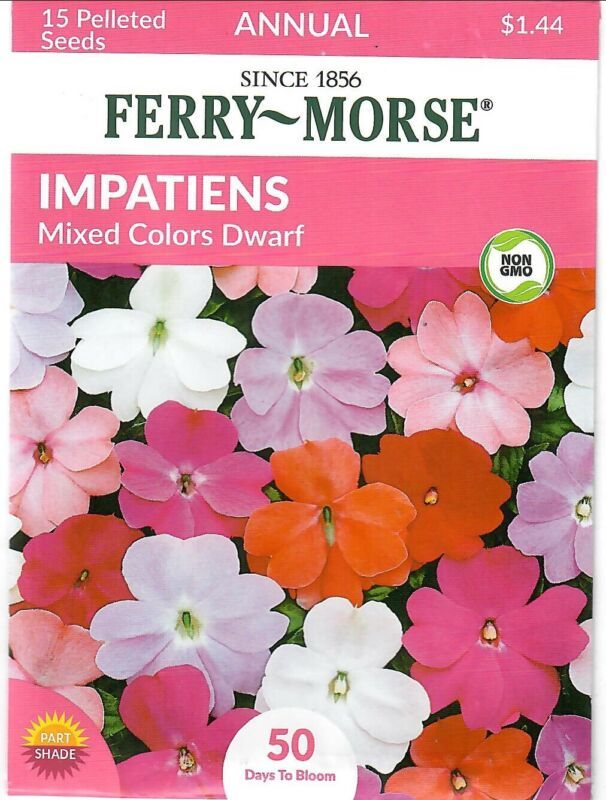 GIB Impatiens Mixed Colors Dwarf Flower Seeds Ferry Morse  - $9.00