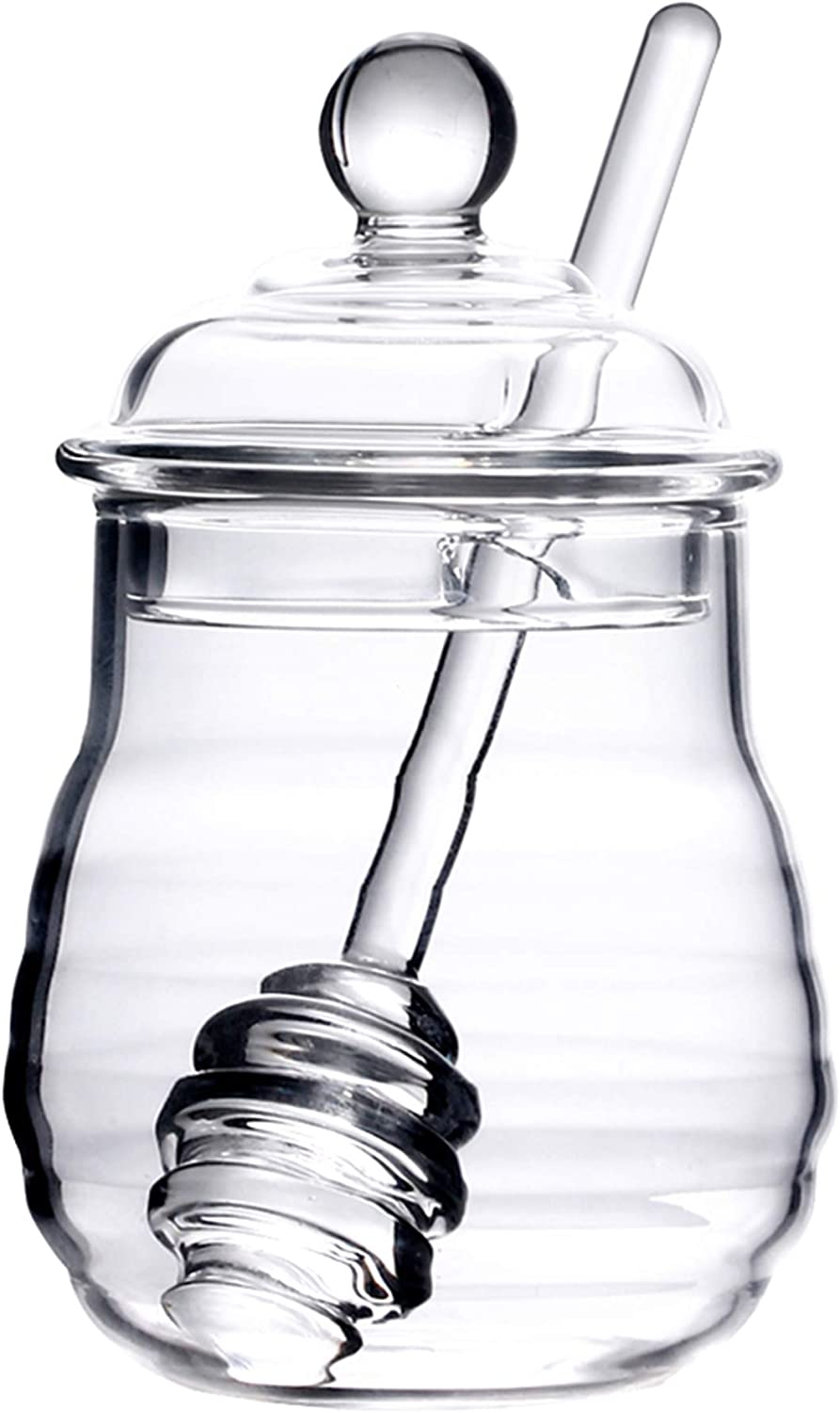 Primary image for Honey Jar with Dipper and Lid Glass - Heat-Resistant 10 Oz