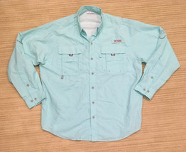 Columbia PFG Shirt Men&#39;s Medium Omni-Shade Aqua Blue Vented Long Sleeve - $32.00