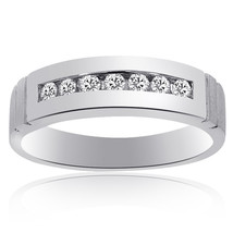 0.35 Carat Mens Round Cut Diamond Wedding Band 14K White Gold - £484.93 GBP