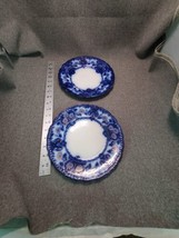 Vintage Wood &amp; Son &quot;SEVILLE&quot; FLOW BLUE  9&quot; SALAD PLATES C. 1891 Set of 2... - £35.49 GBP