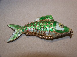 Vintage Cloisonne Enamel Fish Koi Articulated 3&quot; - $18.00