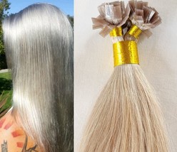 18″,22″ 100 grams ,Flat Tip Keratin Remy Human Hair Extensions Light Ash Blonde - £85.27 GBP+