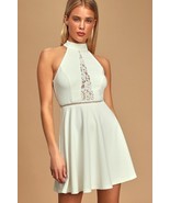 Lulus Take a Twirl White Lace Backless Skater Dress Wedding Bridal NWT M... - $29.09