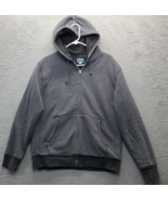 J.CREW Hoodie Mens Medium Gray Sherpa Lined Pouch Pocket Drawstring Full... - $39.86 CAD