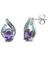 Sterling Silver Oval Amethyst &amp; Larimar Earrings - $1,845.91 MXN
