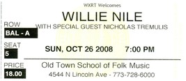 Willie Nile Ticket Stub October 26 2008 Chicago Illinois - $9.94