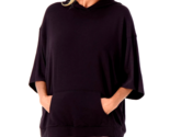 AnyBody Cozy Knit French Terry Hooded Poncho- BLACK, XS/S - $23.00