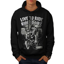 Wellcoda Live To Ride Mens Hoodie, Biker Slogan Casual Hooded Sweatshirt - £25.27 GBP+