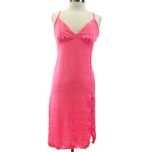 Livi by Olivia Rae Womens L Satin Slip Dress Slit Neon Pink Strappy Barbiecore - £23.08 GBP