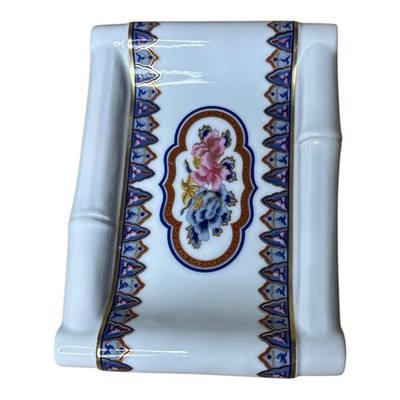 Elizabeth Arden CHINOISERIE Ceramic Rectangle Soap Dish Gold Accents 6" x 4-1/4" Item image 8