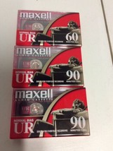 New Lot of 3 Maxell UR 90 &amp; 60, 90 Minute Blank Audio Cassette Tapes Normal Bias - £14.30 GBP