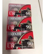 New Lot of 3 Maxell UR 90 &amp; 60, 90 Minute Blank Audio Cassette Tapes Nor... - £14.18 GBP