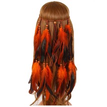 Boho Feather Headband Hippie Indian Bohemian Feather Hair Bands Tassel Headpiece - £17.87 GBP