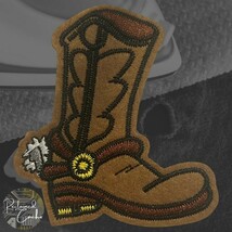 Cowboy Boot in Brown Iron On Patch Applique Embellishment - $3.20