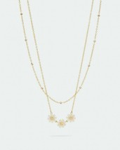 Coach Triple Daisy Layer Necklace Pendant Set Yellow Gold Plated Crystal... - £77.07 GBP
