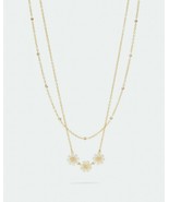 Coach Triple Daisy Layer Necklace Pendant Set Yellow Gold Plated Crystal... - £76.91 GBP