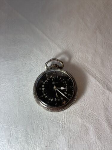 HAMILTON 4992B WWII US Military 24Hr. Pocket Watch 800 fine silver Keystone GCT - $2,375.01