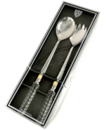 Vintage Serving Spoon &amp; Fork Set - Sheffield England - 24% Lead Crystal ... - £39.10 GBP