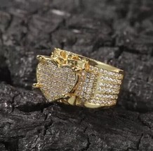 2.50CT Redondo Corte Diamante Imitación Corazón Compromiso Ring 14K Dora... - $79.18