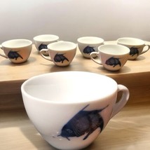 Misty Rose Blue Koi Fish Tea Sake Cups Super White China Set Of Six 6 Pi... - £66.77 GBP