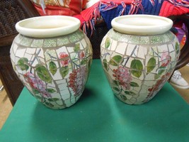 TWO Beautiful Porcelain  VASES Iridescent Chip Design - £9.10 GBP