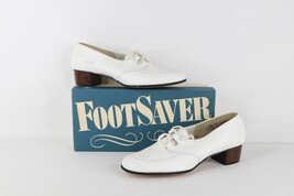 NOS Vintage 90s Streetwear Womens 9.5 B Chunky Leather Heels Shoes White... - $135.89 CAD