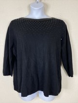 Ruby Rd. Womens Plus Size 2X Black Sequin Knit Blouse 3/4 Sleeve - £6.88 GBP