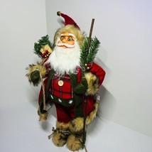 Hanna&#39;s Handiworks Santa Claus Figure Standing Holding Stick And Bag 25&quot;... - £42.72 GBP