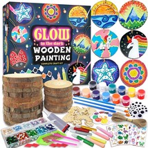Kids Wooden Painting Kit Glow in The Dark Arts Crafts Gifts for Boys Gir... - £44.64 GBP