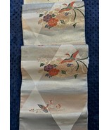 Luxury Japanese Kimono Fabric Silk Sash Belt, Birds with floral motifs, ... - $2,311.00 MXN
