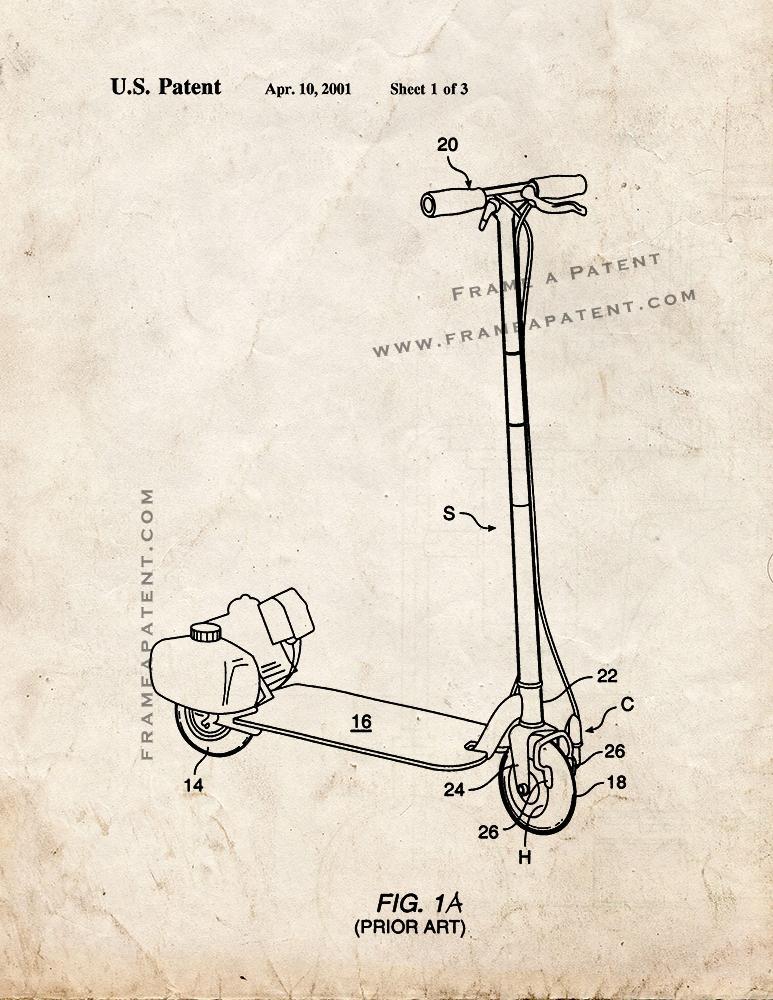 Integral Tire And Disc Brake Assembly For Scooter Utility Vehicle Patent Print - - $7.95 - $40.95