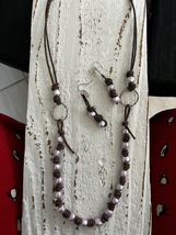 “Lavender Days Forever” Pearl and Leather  Necklace/ Free Ship/On Sale!   - £27.20 GBP