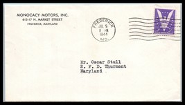 1944 US Ad Cover - Monocacy Motors Inc, Frederick, Maryland to RFD Thurment J3 - £2.21 GBP