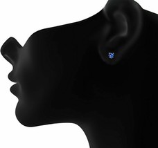 Heart Earring Simulé Saphir Bleu 14K or Jaune Plaqué 925 Argent Sterling - £76.57 GBP