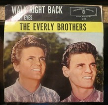 the Everyly Broithers 45 RPM Warner Bro Record Sleeve Walk Right Back Ebony Eyes - £9.52 GBP