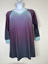 NWT Lily By Firmiana Women Plus Size 1XL Purple/Blue Ombre Tunic Top Long Sleeve - £16.23 GBP